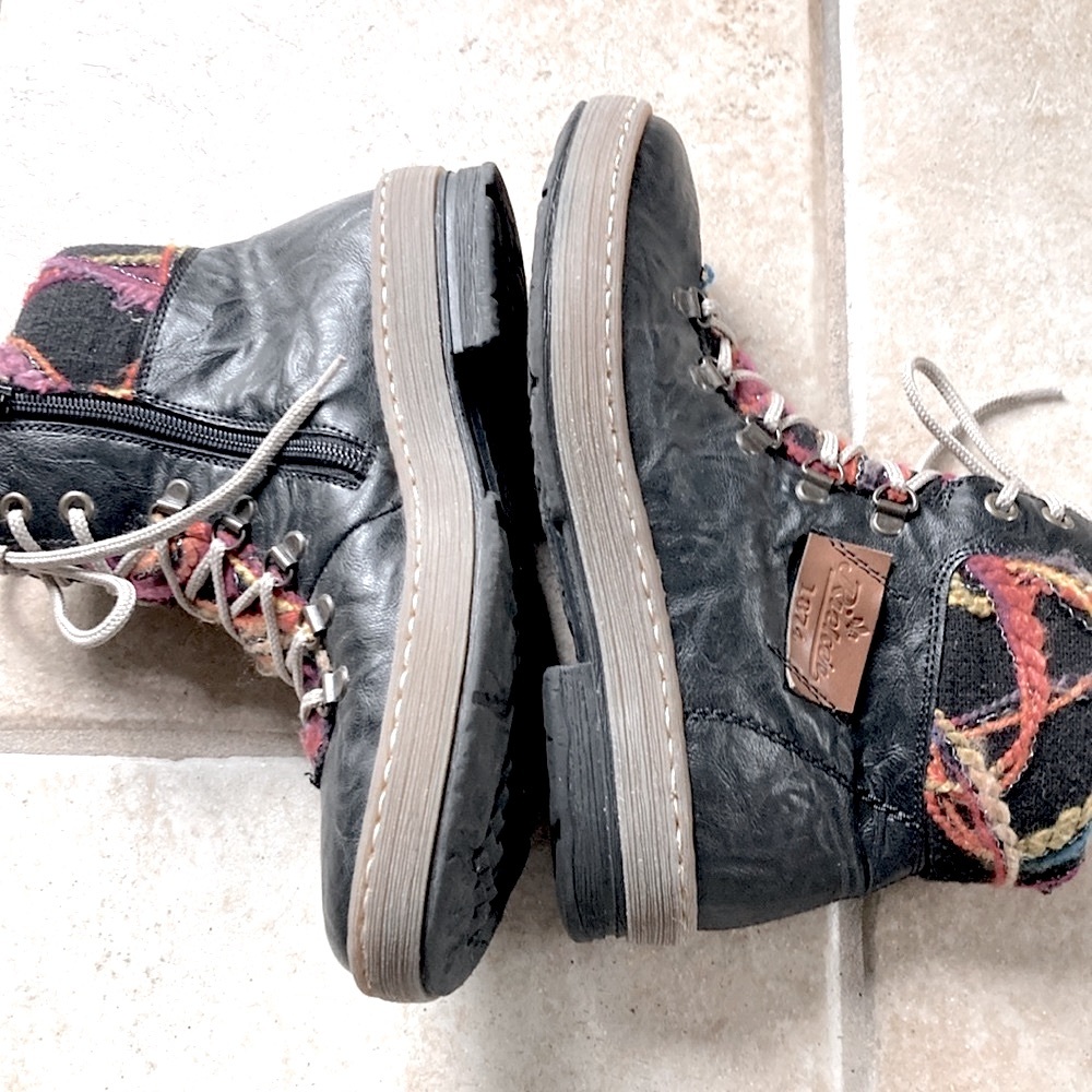 Rieker Boots Felicitas 43 Ankle Boot Black/Nuss/Multi 37 Size 6.5 - Picture 8 of 8